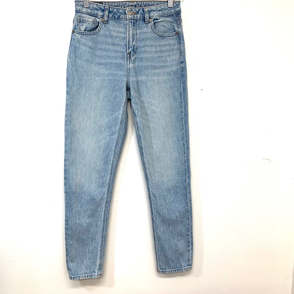 American Eagle Mom Jeans Womens 0 Light Wash High Waisted Tapered Denim